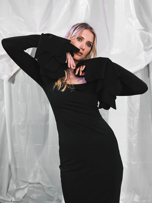 Quiltara - Schwarzes Midikleid