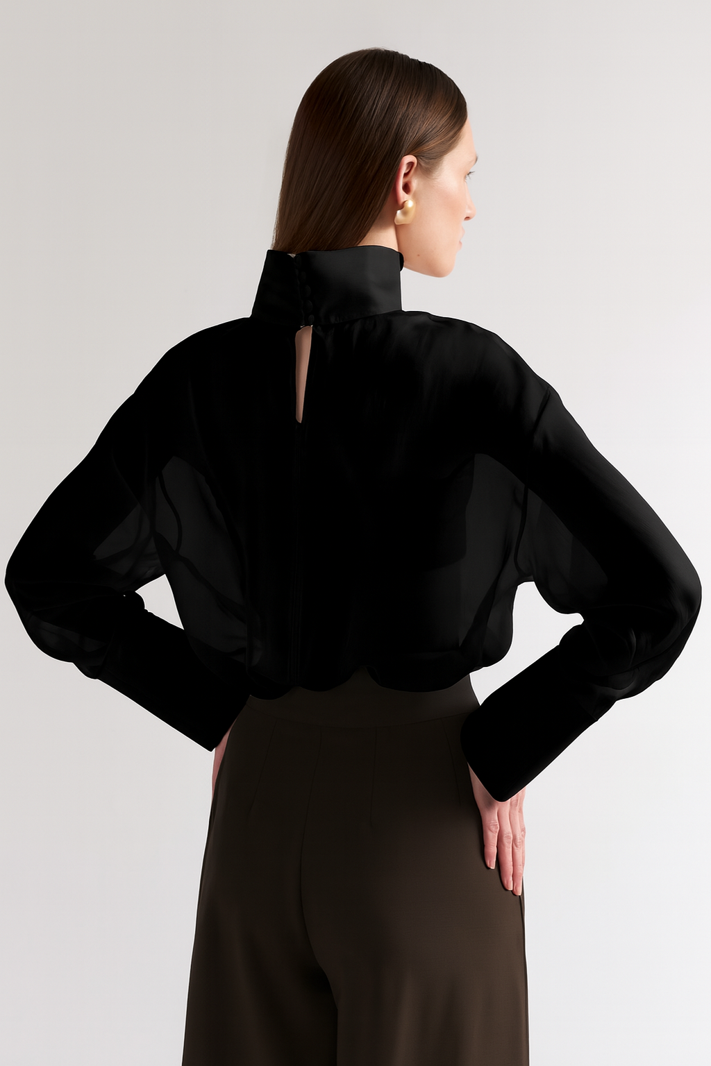 Seidenbluse mit Stehkragen