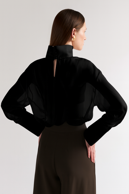 Seidenbluse mit Stehkragen