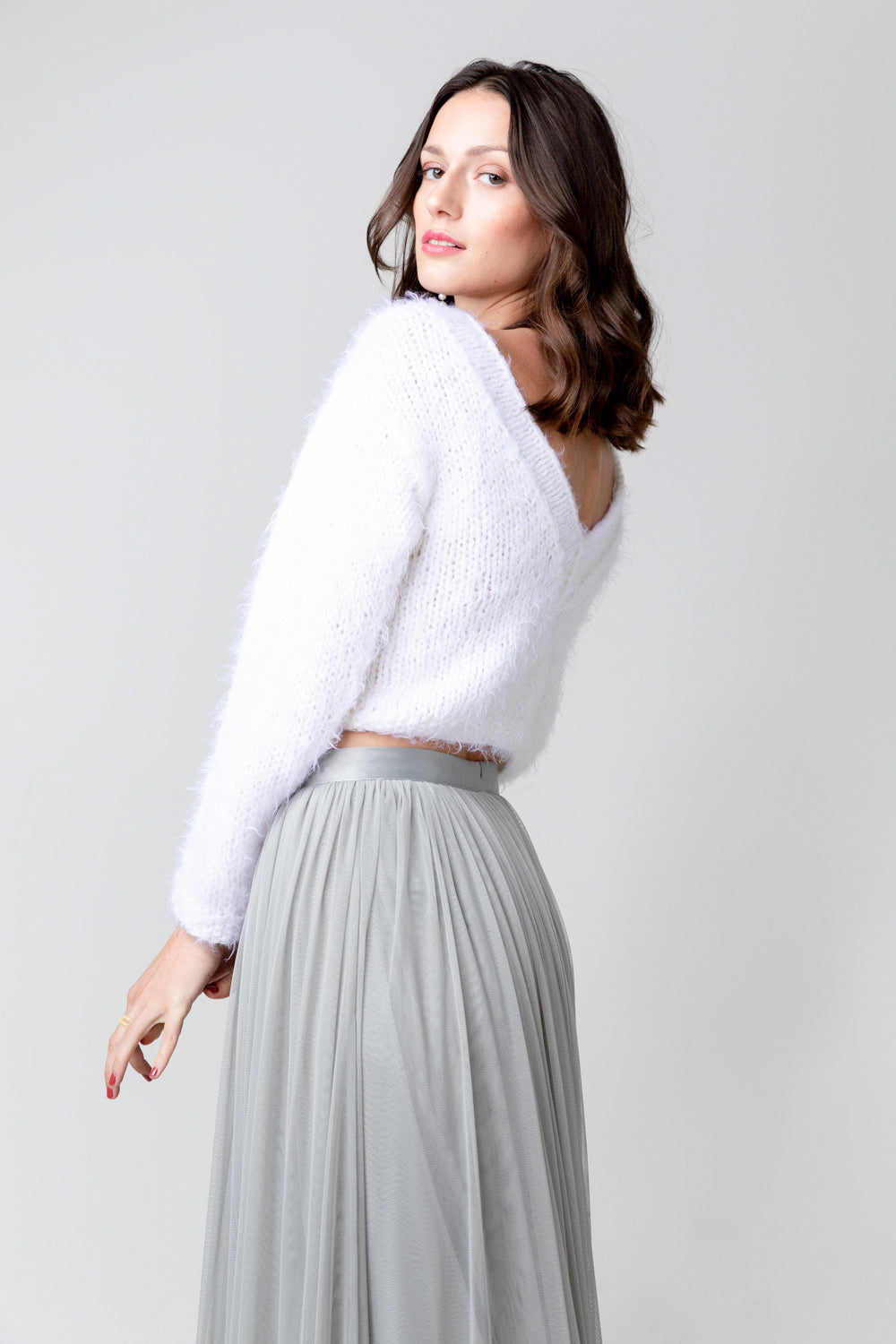COSY ROSIE CROPPED - Pullover mit V-Rücken